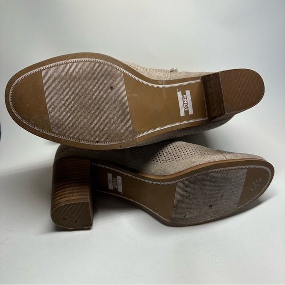 TOMS Booties Lunata Desert Taupe Beige Suede Cut Out Womens Shoes Ankle Boots 12 - Picture 8 of 12